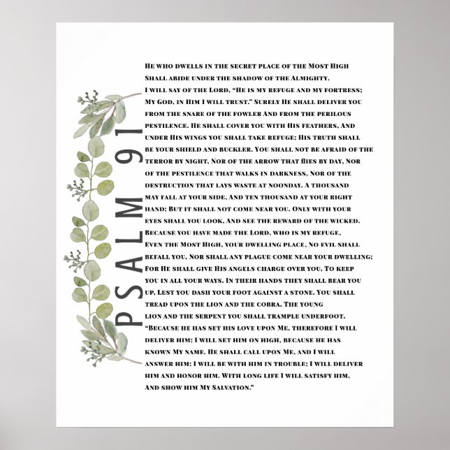 Eukalyptus Greenery Bible Art Psalm 91 Poster (Vorne)