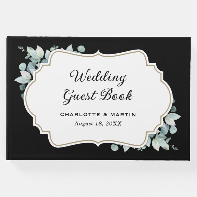Eukalyptus Greenery Black and White Wedding Gästebuch (Vorderseite)