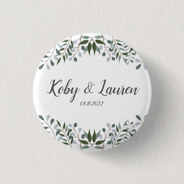 Eukalyptus Greenery Blumengeschichte Button (Vorderseite)