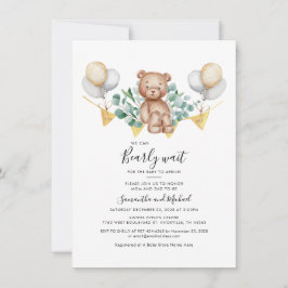 Eukalyptus Greenery Botanical Bear Baby Shower Einladung