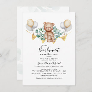 Eukalyptus Greenery Botanical Bear Baby Shower Einladung