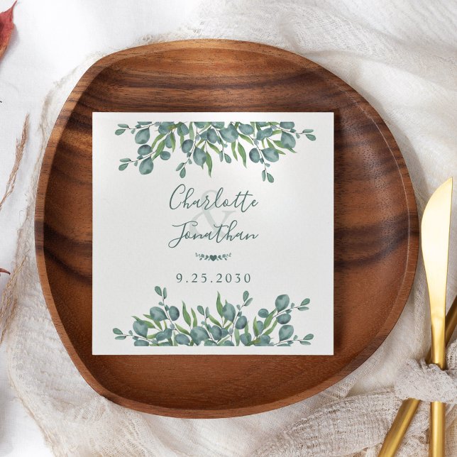 Eukalyptus Greenery Botanical Foliage Wedding Serviette (Von Creator hochgeladen)