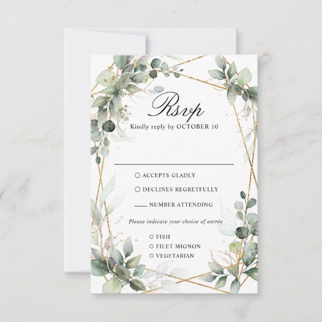 Eukalyptus Greenery Botanical Geometric Wedding RS RSVP Karte (Vorderseite)
