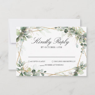 Eukalyptus Greenery Botanical Geometric Wedding RS RSVP Karte