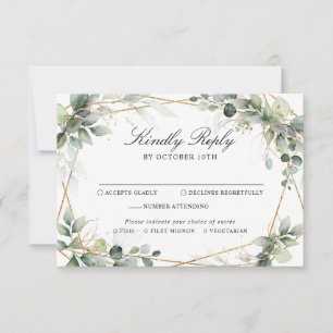 Eukalyptus Greenery Botanical Geometric Wedding RSVP Karte