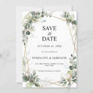 Eukalyptus Greenery Botanical Geometric Wedding Save The Date
