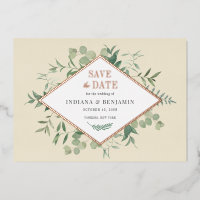 Eukalyptus Greenery Botanical Save the Date Gold