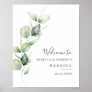 Eukalyptus Greenery Botanische Hochzeit Begrüßung Poster