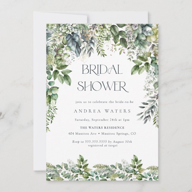 Eukalyptus Greenery | Botanische Hochzeit Einladung (Vorderseite)