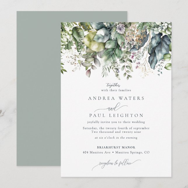 Eukalyptus Greenery | Botanische Hochzeit Einladung (Vorne/Hinten)