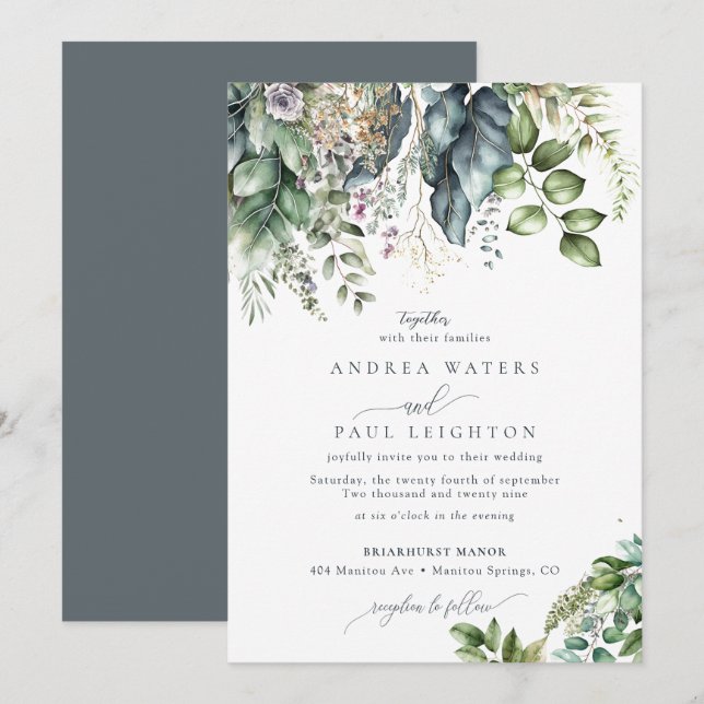 Eukalyptus Greenery | Botanische Hochzeit Einladung (Vorne/Hinten)