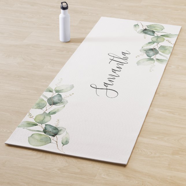 Eukalyptus Greenery Botanische Schrift Minimalisti Yogamatte (Beispiel)