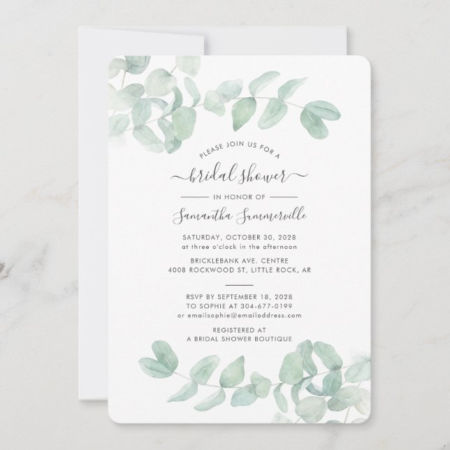 Eukalyptus Greenery Botanisches Brautparty (Vorderseite)