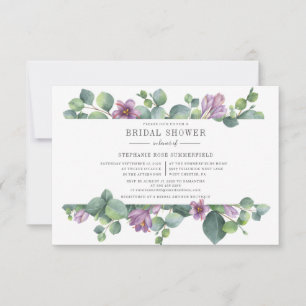 Eukalyptus Greenery Botanisches Lila Brautparty Einladung