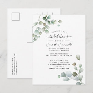 Eukalyptus Greenery Botanisches Script-Brautparty Einladungspostkarte