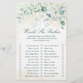 Eukalyptus Greenery Brautparty Game