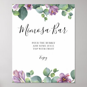 Eukalyptus Greenery Brautparty Mimosa Bar Sign Poster