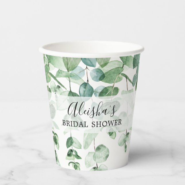 Eukalyptus Greenery Brautparty Paper Cups Pappbecher (Vorderseite)