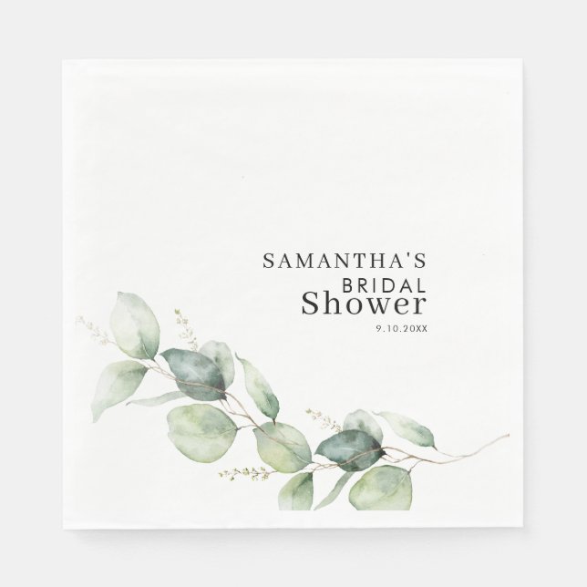 Eukalyptus Greenery Brautparty Paper Serviette (Vorderseite)