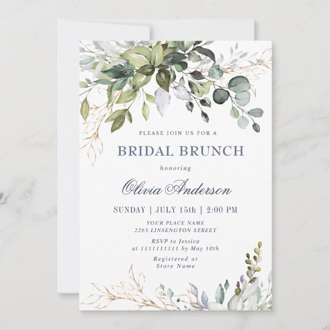 Eukalyptus Greenery BRIDAL Brunch Einladung (Vorderseite)