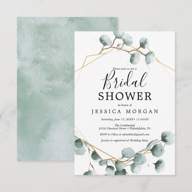 Eukalyptus Greenery Bridal Dusche Einladungskarte Einladung (Vorne/Hinten)