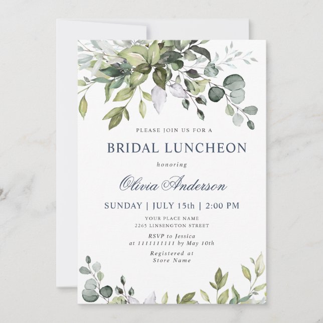 Eukalyptus Greenery BRIDAL LUNCHEON Einladung (Vorderseite)