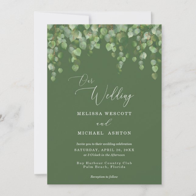 Eukalyptus Greenery Cascade Wedding Einladung (Vorderseite)