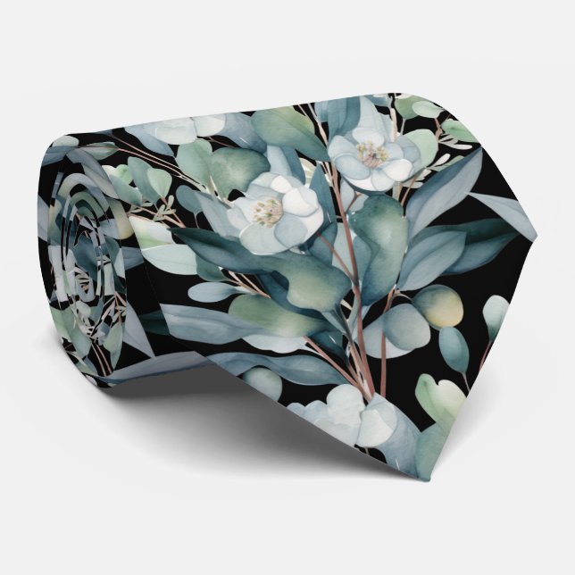 Eukalyptus Greenery Classic Formal Floral Neck Tie Krawatte (Gerollt)