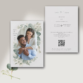Eukalyptus Greenery Dreamy Modernes Foto Hochzeit Save The Date