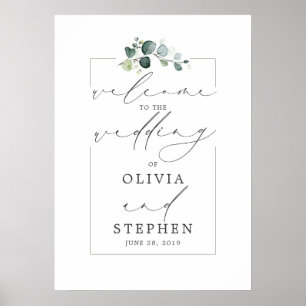 Eukalyptus Greenery Elegant Moderne Hochzeit Willk Poster