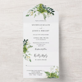 Eukalyptus Greenery Elegant Monogram Wedding All In One Einladung