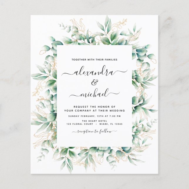Eukalyptus Greenery Elegant Wedding Flyer (Vorne)
