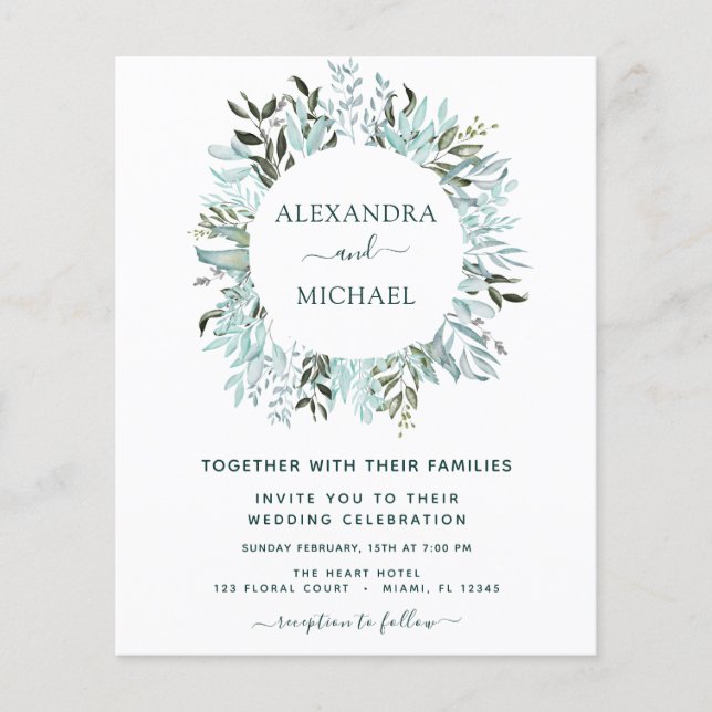 Eukalyptus Greenery Elegant Wedding Flyer (Vorne)