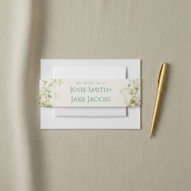 Eukalyptus Greenery Elegante Hochzeit Einladungsbanderole (Eucalyptus Greenery Elegant Botanical wedding Invitation Belly Band.)