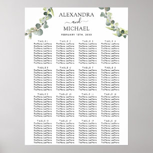 Eukalyptus Greenery Elegante Hochzeit Poster