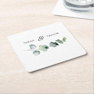 Eukalyptus Greenery Elegante Minimalistische Hochz Rechteckiger Pappuntersetzer