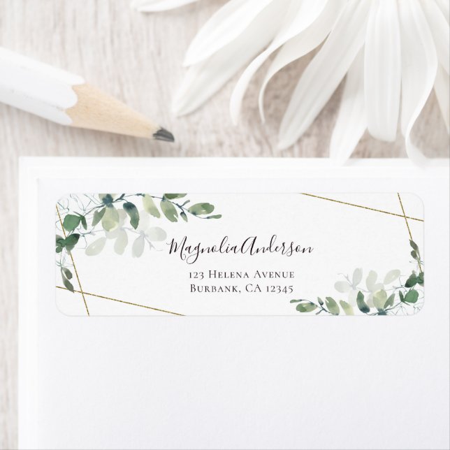Eukalyptus Greenery Elegante Wedding Label (Insitu)