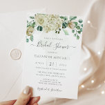 Eukalyptus Greenery Elegantes Brautparty Einladung<br><div class="desc">An elegant floral bridal shower einladung featuring watercolor roses and eucalyptus leaves with modern handwritten calligraphy.</div>