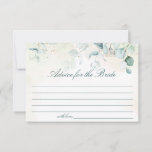 Eukalyptus Greenery Elegantes Brautparty Hinweiskarte<br><div class="desc">Brautparty Advice Card mit Aquarellmalerei eucalyptus grün und Linien für die Gäste zu schreiben ihre Ratschläge. Diese einfache,  rustikale Tipp-Karte ist ideal für eine botanische Themenfeier im Sommer.</div>