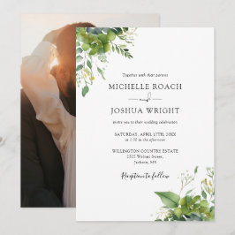 Eukalyptus Greenery Elegantes Foto Hochzeit Einladung