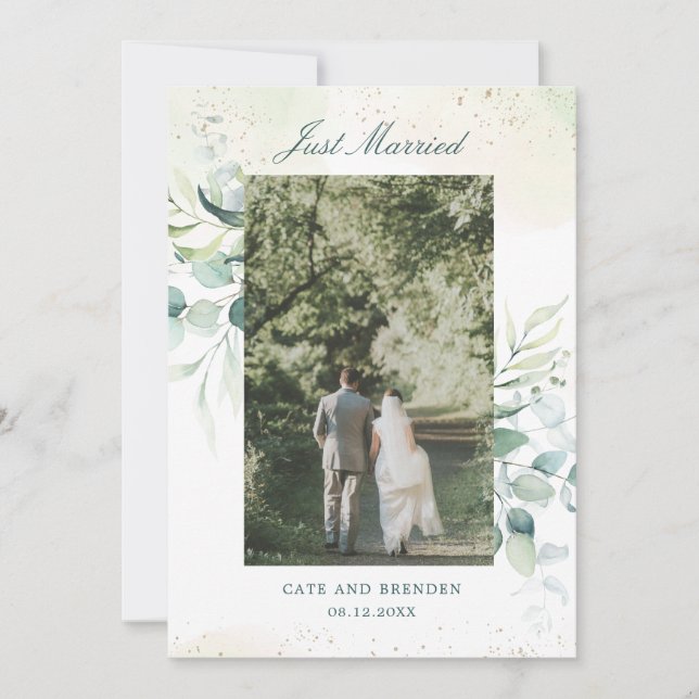 Eukalyptus Greenery Elopement Wedding Foto Ankündigung (Vorderseite)