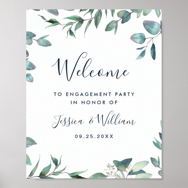 Eukalyptus Greenery ENGAGEMENT PARTY Poster (Vorne)