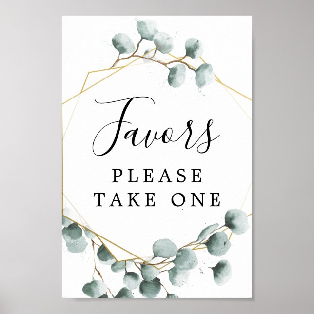 Eukalyptus Greenery Favors Sign Poster (Vorne)