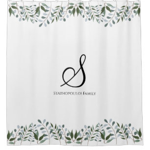 Eukalyptus Greenery Floral Familienname Duschvorhang