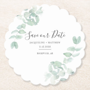Eukalyptus Greenery Floral Save the Date Untersetzer