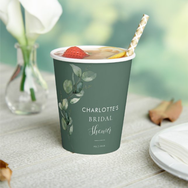 Eukalyptus Greenery Foliage Brautparty Pappbecher (In Situ)