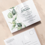 Eukalyptus Greenery Foliage Script-Brautparty Einladungspostkarte<br><div class="desc">Bloral Eukalyptus Verlasse Script Bridal Dusche Einladung Postcard können Sie leicht anpassen,  um eine Einladungen zu erstellen,  die eine Art Einladung für Ihre Vorehelichts-Party mit Ihren besten Freunden.</div>