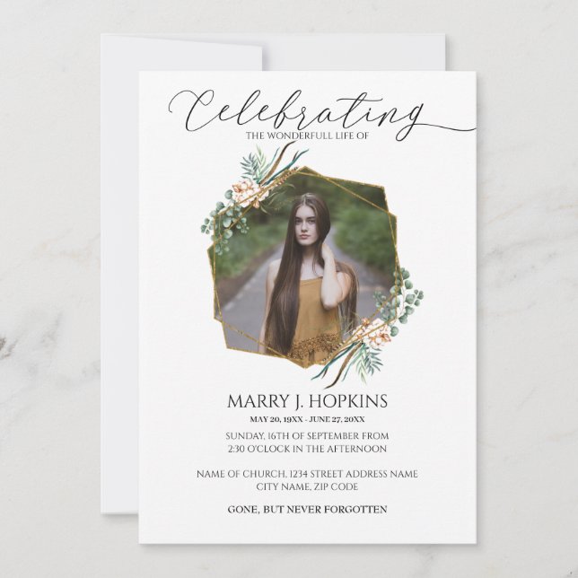 Eukalyptus Greenery Foto Feier des Lebens Einladung (Vorderseite)