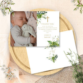 Eukalyptus Greenery Foto Taufe Christening Dankeskarte