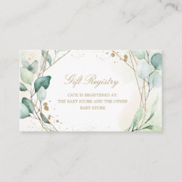 Eukalyptus Greenery Geometric Baby Shower Registry Begleitkarte
